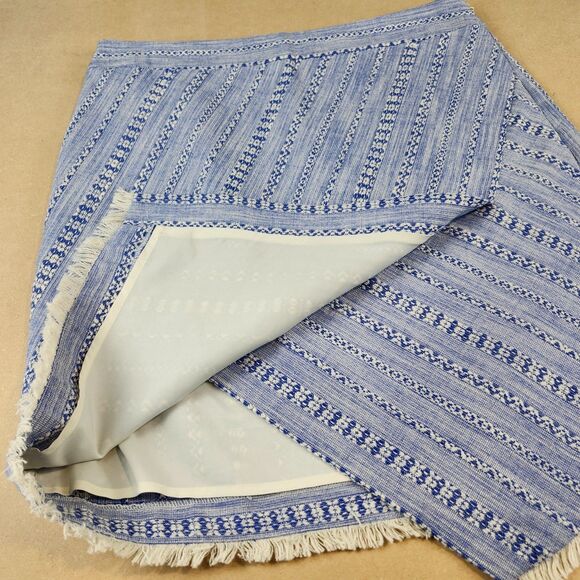 Loft Pencil Skirt Women’s Size 8 Tweed Fringe Faux Wrap Asymmetrical - Picture 4 of 8